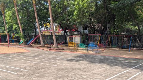 The play area at the start of the day
